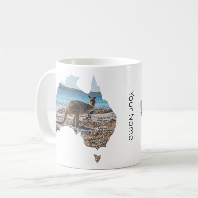 Australien Shape Kangaroo på Beach Photo Kaffemugg (Framsida vänster)