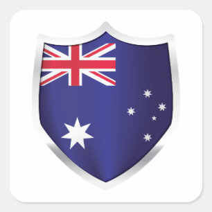 Australien Silver Shield Flagga Fyrkantigt Klistermärke