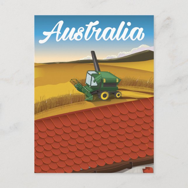 Australien skördar resecartoon vykort (Framsida)