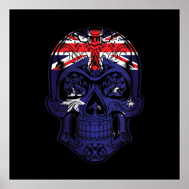 Australien Skull och Ro Flagga Poster (Framsidan)