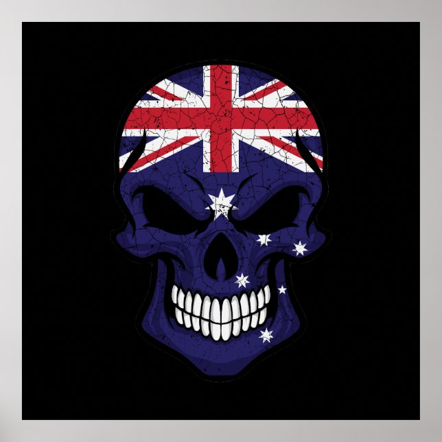 Australien Smiling Skull Flagga Poster (Framsidan)