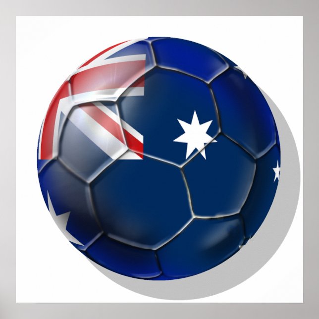 Australien Socceroos fläkt Oz flagga Boll Poster (Framsidan)