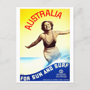 Australien sol och surfa vintage resor vykort