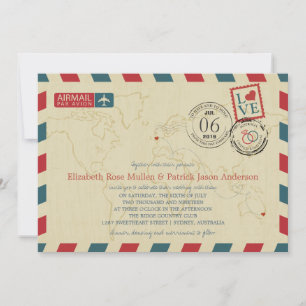 Australien/Storbritannien Antique Airmail Bröllo Inbjudningar