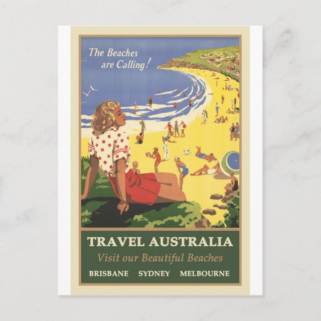 Australien, stränderna ropar vykort (Framsida)