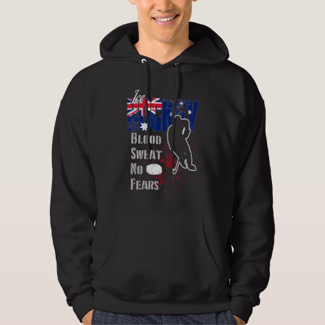 Australien Supporter Blood Sweat No Fears Ice Hock Hoodie (Framsida)