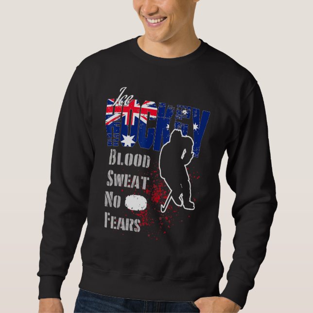 Australien Supporter Blood Sweat No Fears Ice Hock Lång Ärmad Tröja (Framsida)