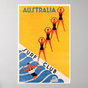 Australien Surf Club Vintage Resa Poster Print