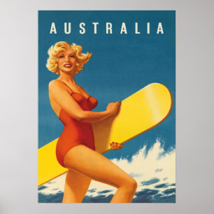 Australien Surfer Retro Vintage resor Poster