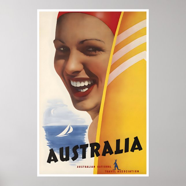 Australien Surfing Konst Resa Affisch Australiensi (Framsidan)