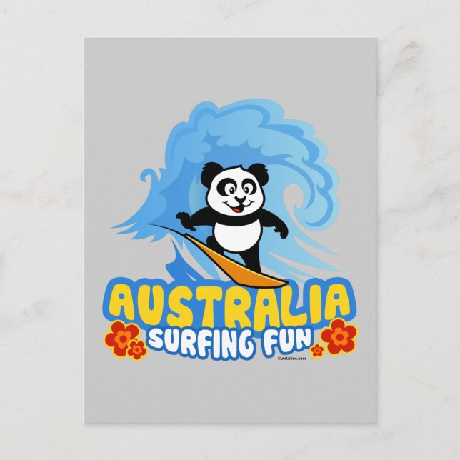 Australien Surfing Panda Vykort (Framsida)