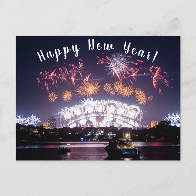 Australien Sydney Harbour Bridge Fireworks NYE Helg Vykort (Framsida)