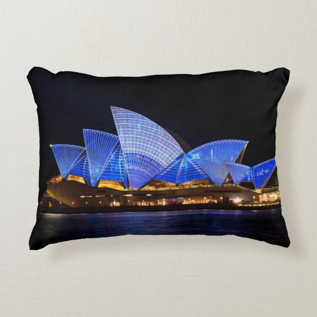 Australien Sydney Opera House i natt Prydnadskudde (Framsidan)