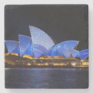 Australien Sydney Opera House På Nattlig Coaster Stenunderlägg