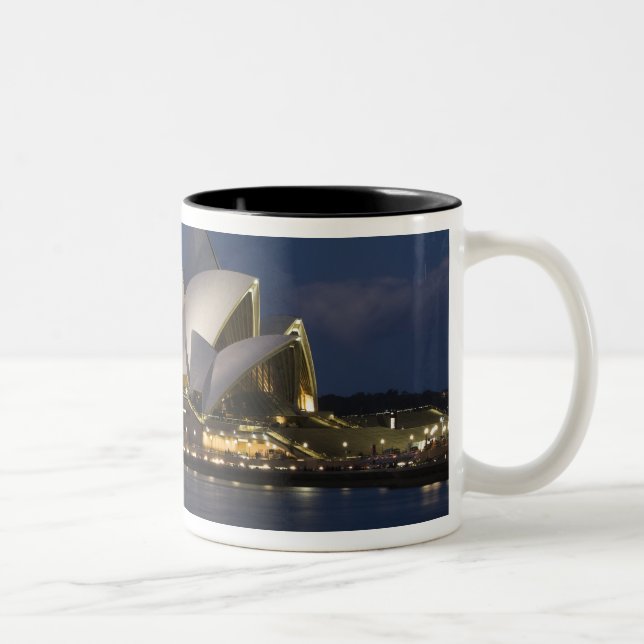 Australien, Sydney. Operahuset på natten på Två-Tonad Mugg (Höger)