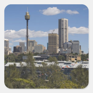 Australien, Sydney, Potts Point. Sydneys stadssilu Fyrkantigt Klistermärke
