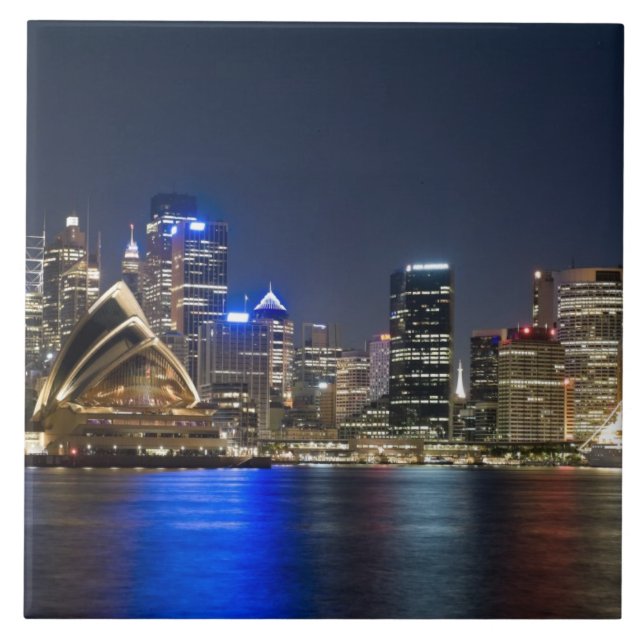 Australien, Sydney. Siluett med operahuset sett Kakelplatta (Framsidan)