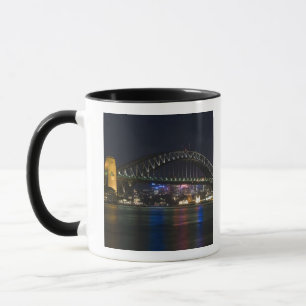 Australien, Sydney. Sydney hamn på natten. Mugg
