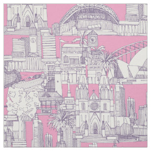 Australien toile de jouy lila pastell magenta tyg