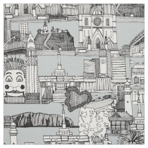 AUSTRALIEN toile de jouy monokrom Tyg