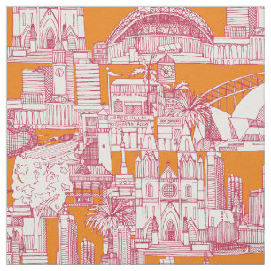 Australien toile de jouy viva magenta satsuma tyg