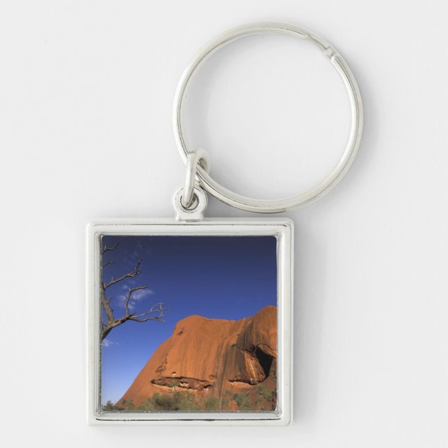 Australien, Uluru Kata Tjuta Nationalpark, Uluru Fyrkantig Silverfärgad Nyckelring (Framsidan)