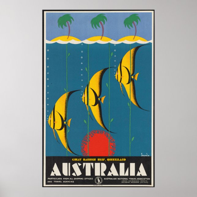Australien - Underbara barriärrevet Vintage affisc Poster (Framsidan)