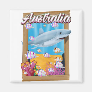 Australien Underwater haj reseinformation affisch Magnet