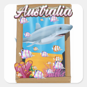 Australien Underwater sharms reseaffisch Fyrkantigt Klistermärke