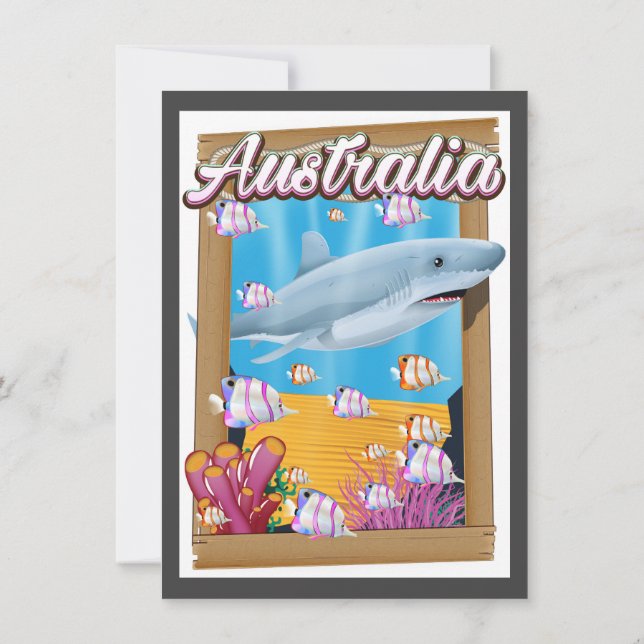 Australien Underwater sharms reseaffisch Inbjudningar (Baksida)