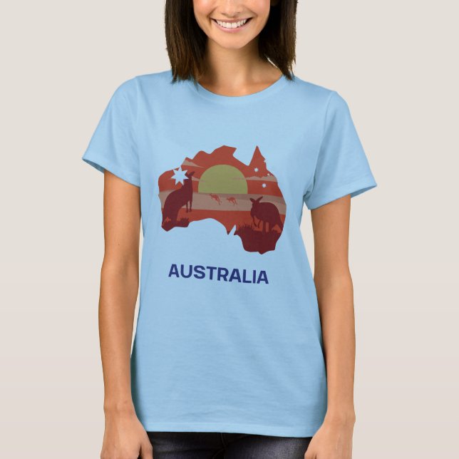 Australien, vacker kontinent t shirt (Framsida)