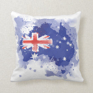 Australien vattenfärgkarta kudde