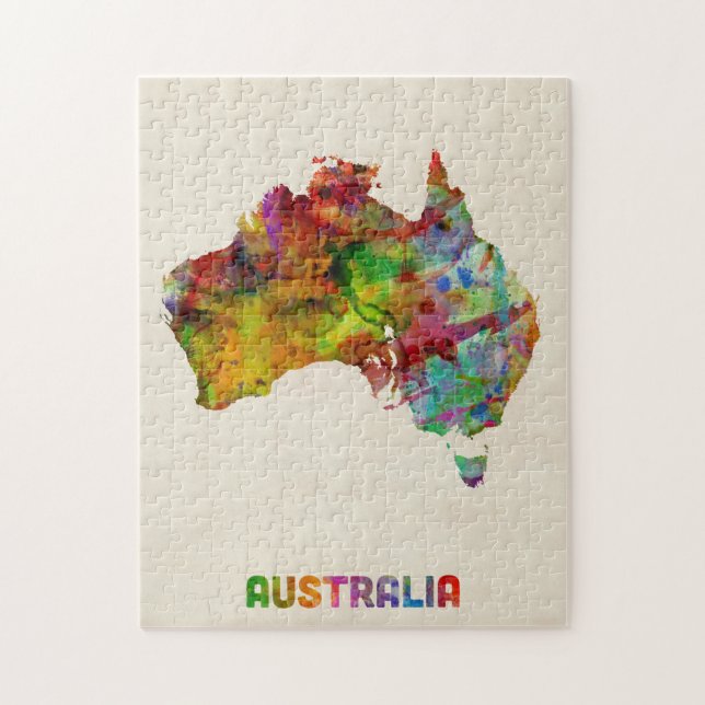 Australien vattenfärgkarta pussel (Vertikal)