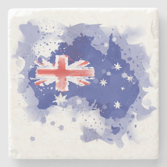 Australien vattenfärgkarta stenunderlägg (Framsidan)