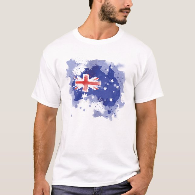 Australien vattenfärgkarta tee shirt (Framsida)