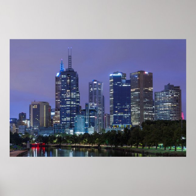 Australien, Victoria, Melbourne, siluett längs med Poster (Framsidan)
