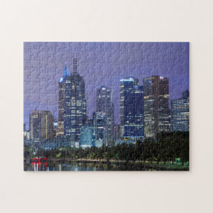 Australien, Victoria, Melbourne, siluett längs med Pussel