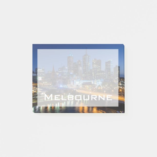 Australien, Victoria, Melbourne, siluett med Post-it Block (Framsida)