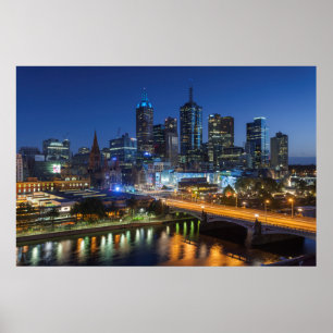 Australien, Victoria, Melbourne, skylin med Poster