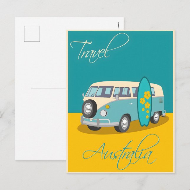 Australien vintage affisch helg vykort (Fram/baksida)