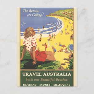 Australien vintage affisch helg vykort