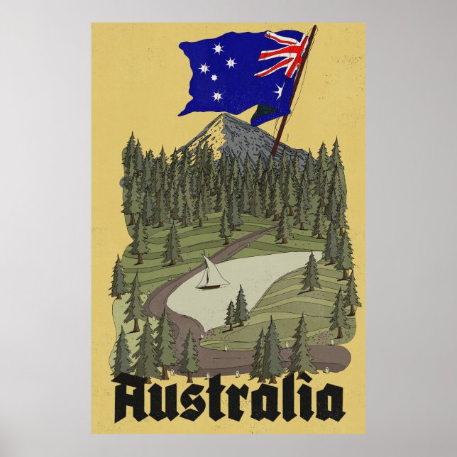 Australien vintage reseskylt poster (Framsidan)