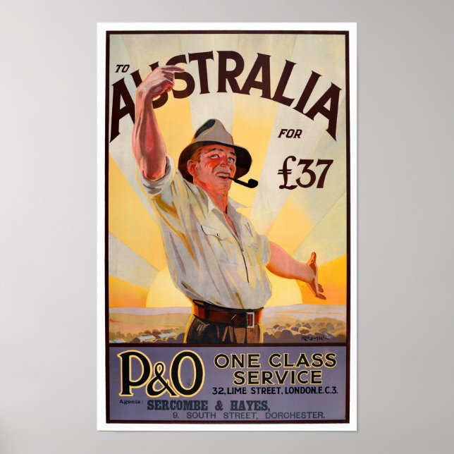 Australien vintage resor poster (Framsidan)