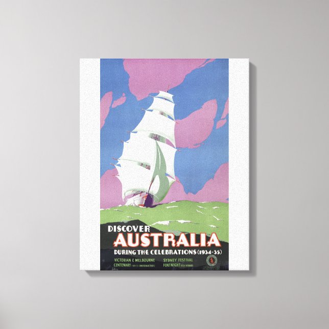 Australien Vintage resor Poster återställd Canvastryck (Framsida)