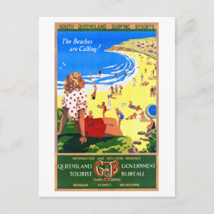 Australien Vintage resor Poster återställd Vykort