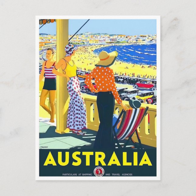 Australien vintage resor vykort (Framsida)