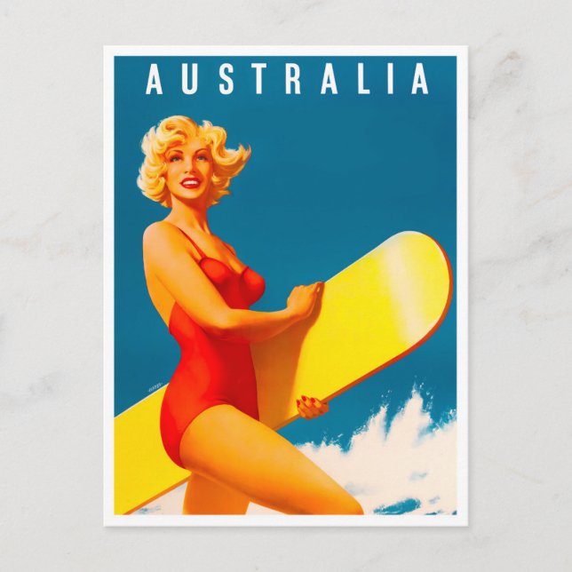 Australien vintage resor vykort (Framsida)
