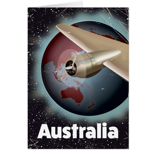 Australien vintage semesteraffisch hälsningskort (Framsidan)