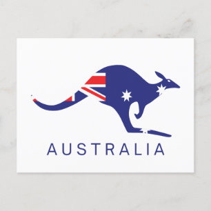 Australien vykort Kangaroo Flagga Classic