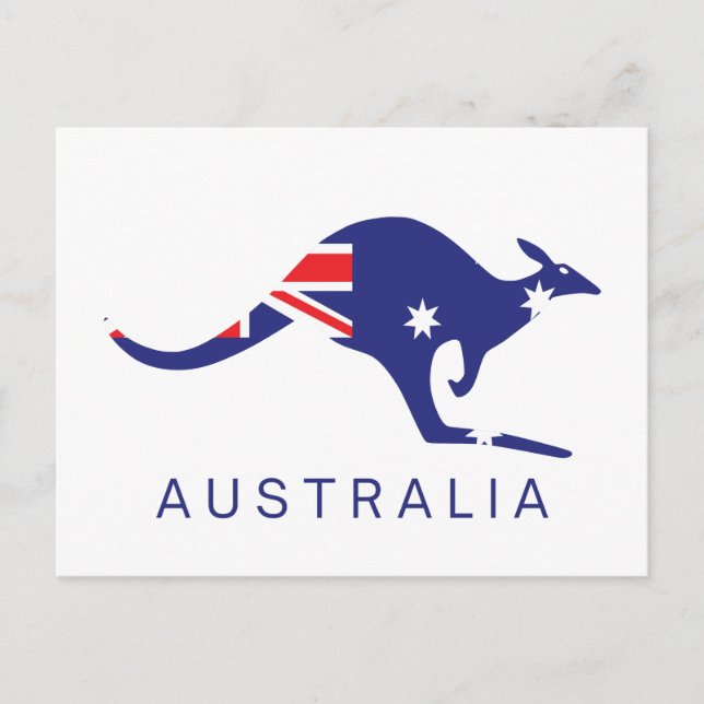 Australien vykort Kangaroo Flagga Classic (Framsida)
